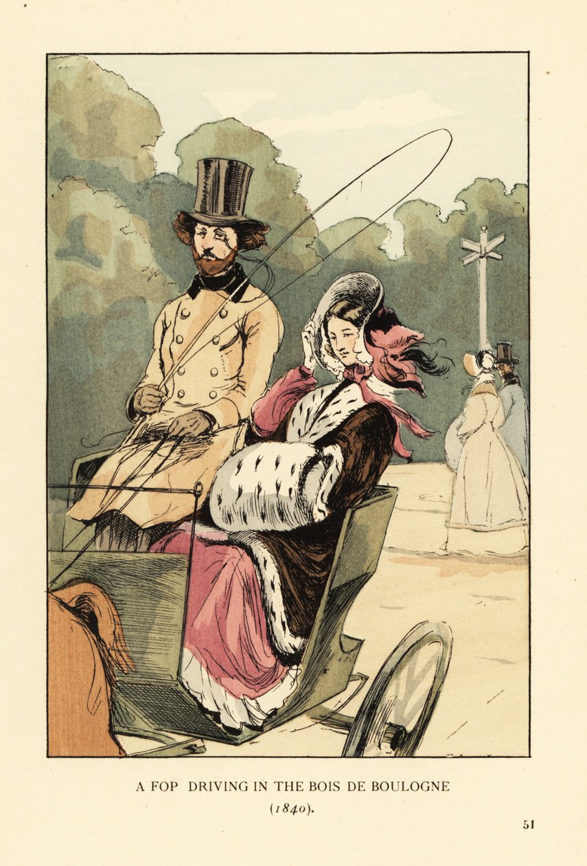 Un fat conduisant dans le Bois de Boulogne - François Courboin