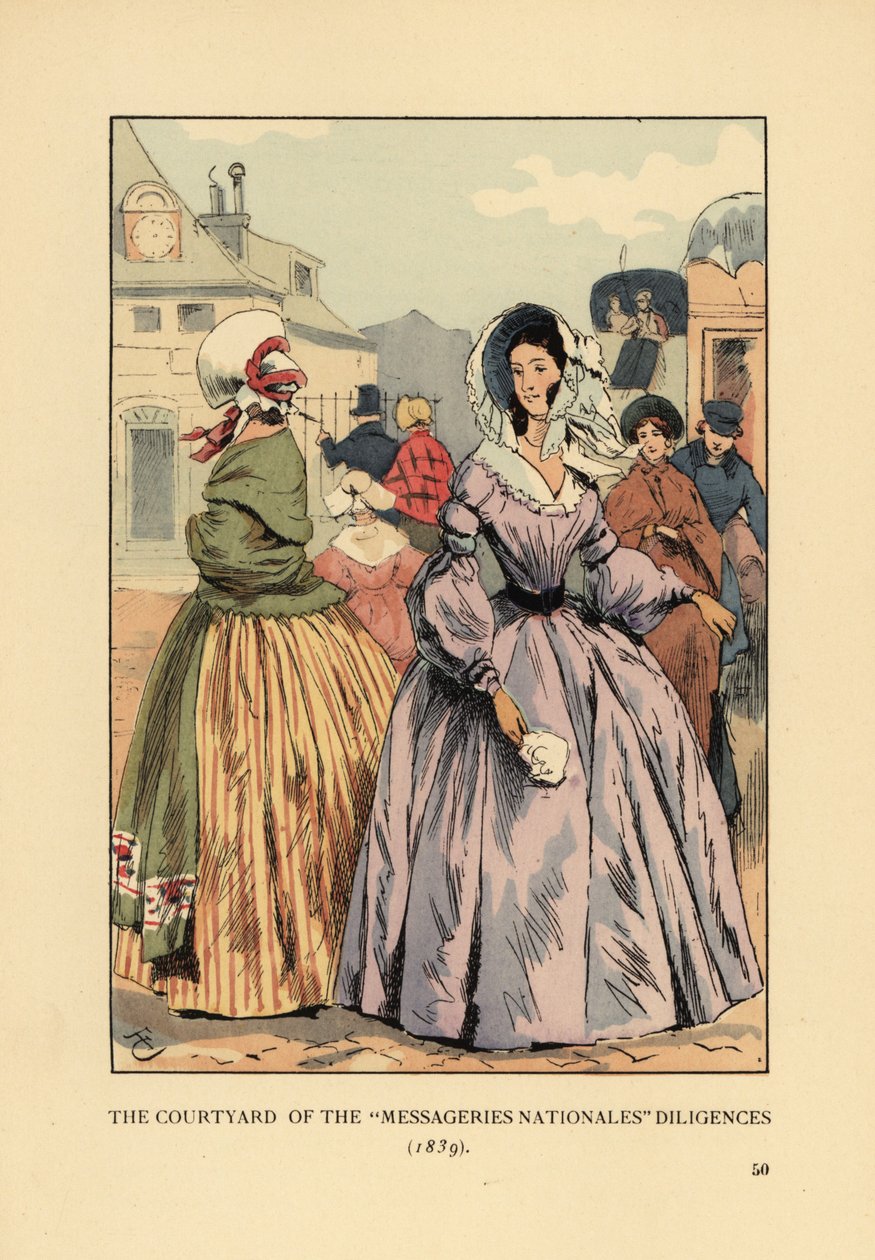 Femmes attendant les diligences à Paris - François Courboin