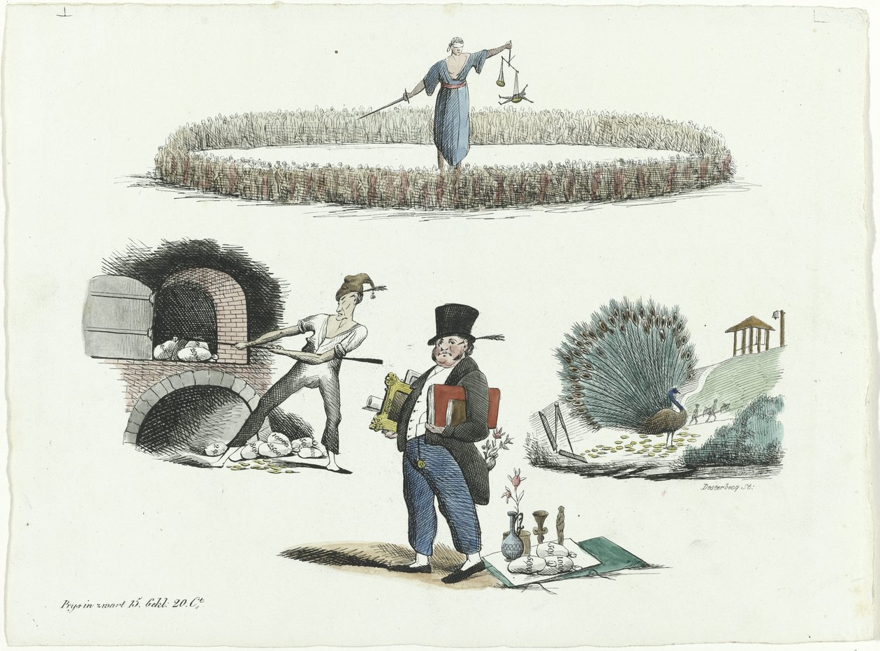 Caricature de J.C. Backer, C. Seyn et S. van der Paauw, 1839 - François Desterbecq