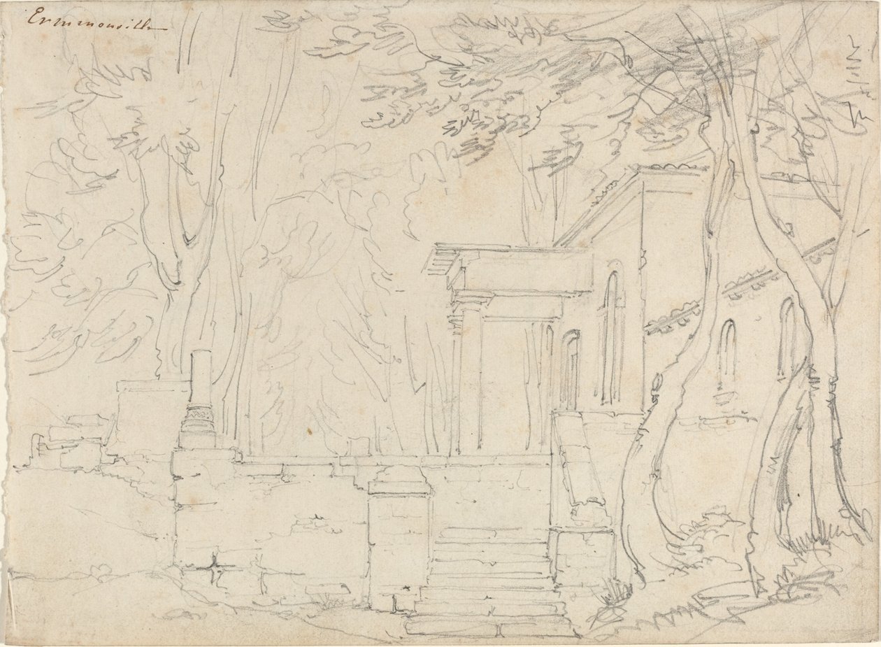 Maison avec un portique à Ermenonville - François Edouard Bertin