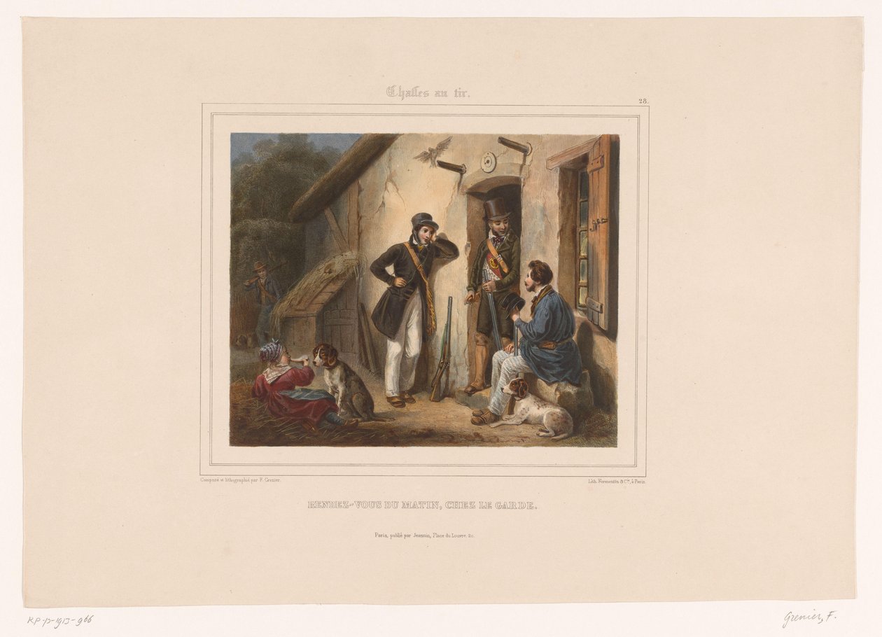 Chasseurs rencontrant le garde-chasse le matin (Chasses au Tir) - François Grenier