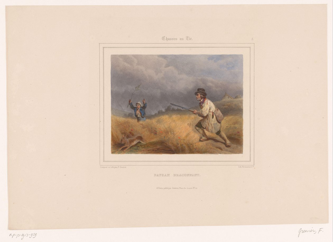 Deux braconniers chassant un lièvre - François Grenier