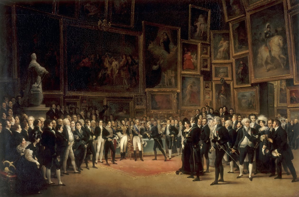 Charles X distribuant des récompenses aux artistes exposant au Salon de 1824 au Louvre - François Joseph Heim