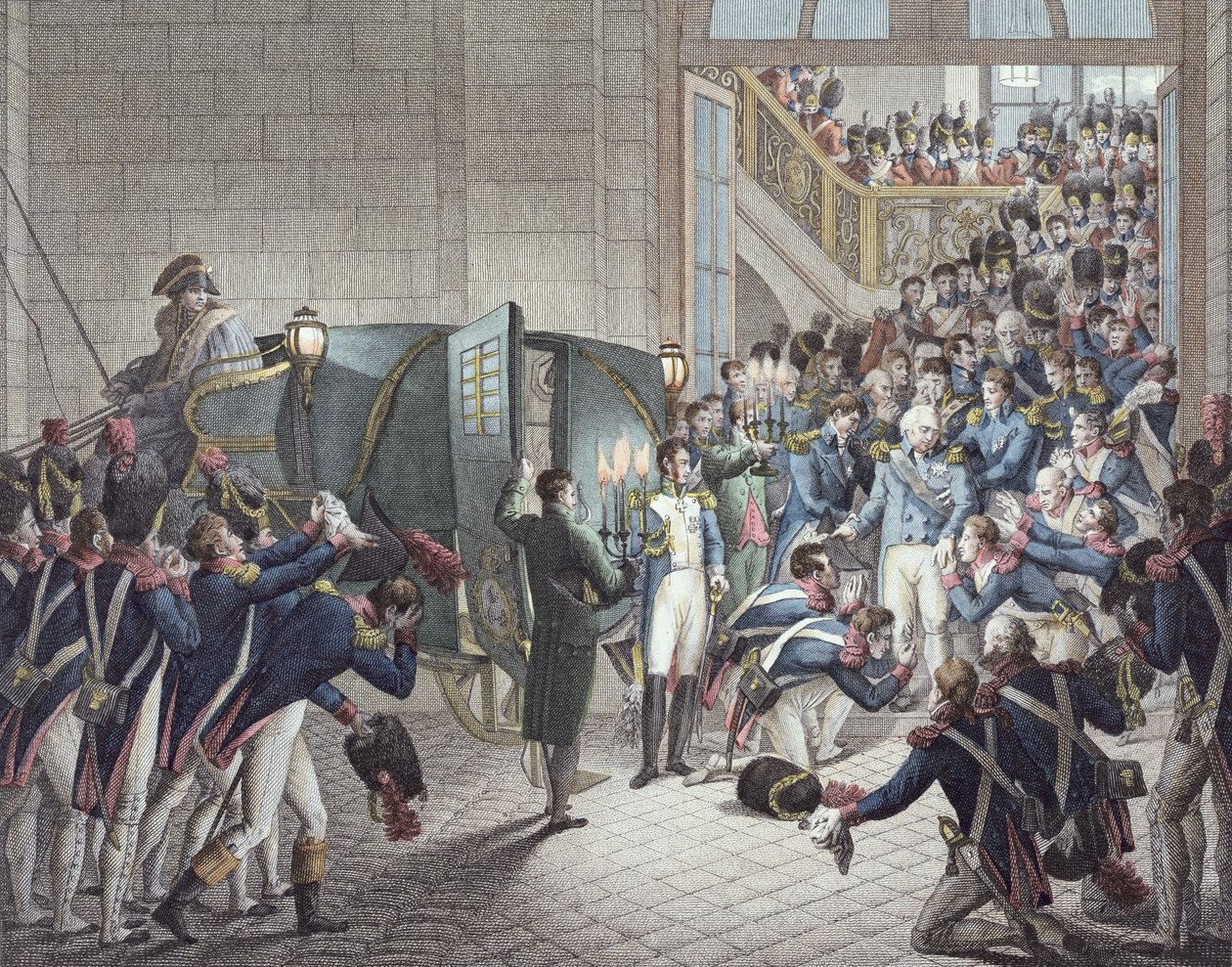 Départ de Louis XVIII (1755-1824) Roi de France et de Navarre, des Tuileries, 19 mars 1815 - François Joseph Heim