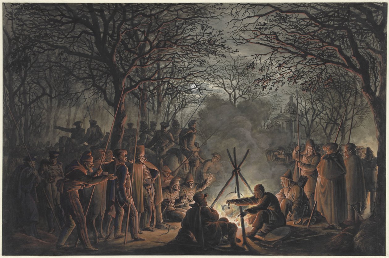 Camp des cosaques hors de la porte de Muider à Amsterdam, 1813 - François Joseph Pfeiffer (II)