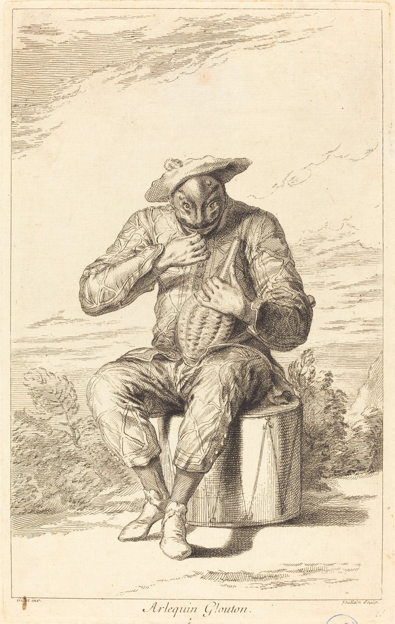 Arlequin glouton - François Joullain after Claude Gillot