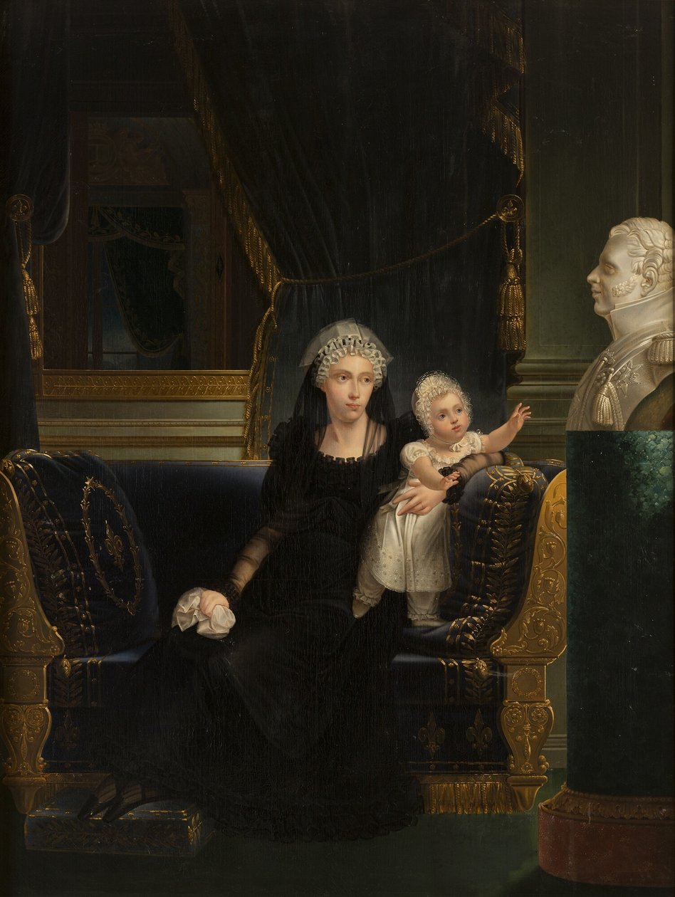 Portrait de la princesse Caroline de Naples et de Sicile (1798-1870), duchesse de Berry, veuve de Charles Ferdinand, duc de Berry, avec sa fille Louise Marie Thérèse d