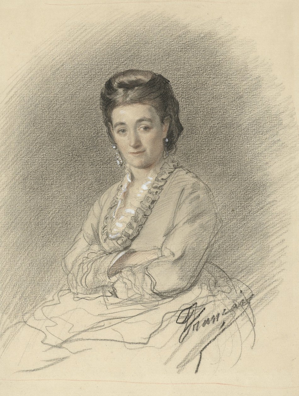 Dame assise, les bras croisés - François Louis Français (signed by artist)