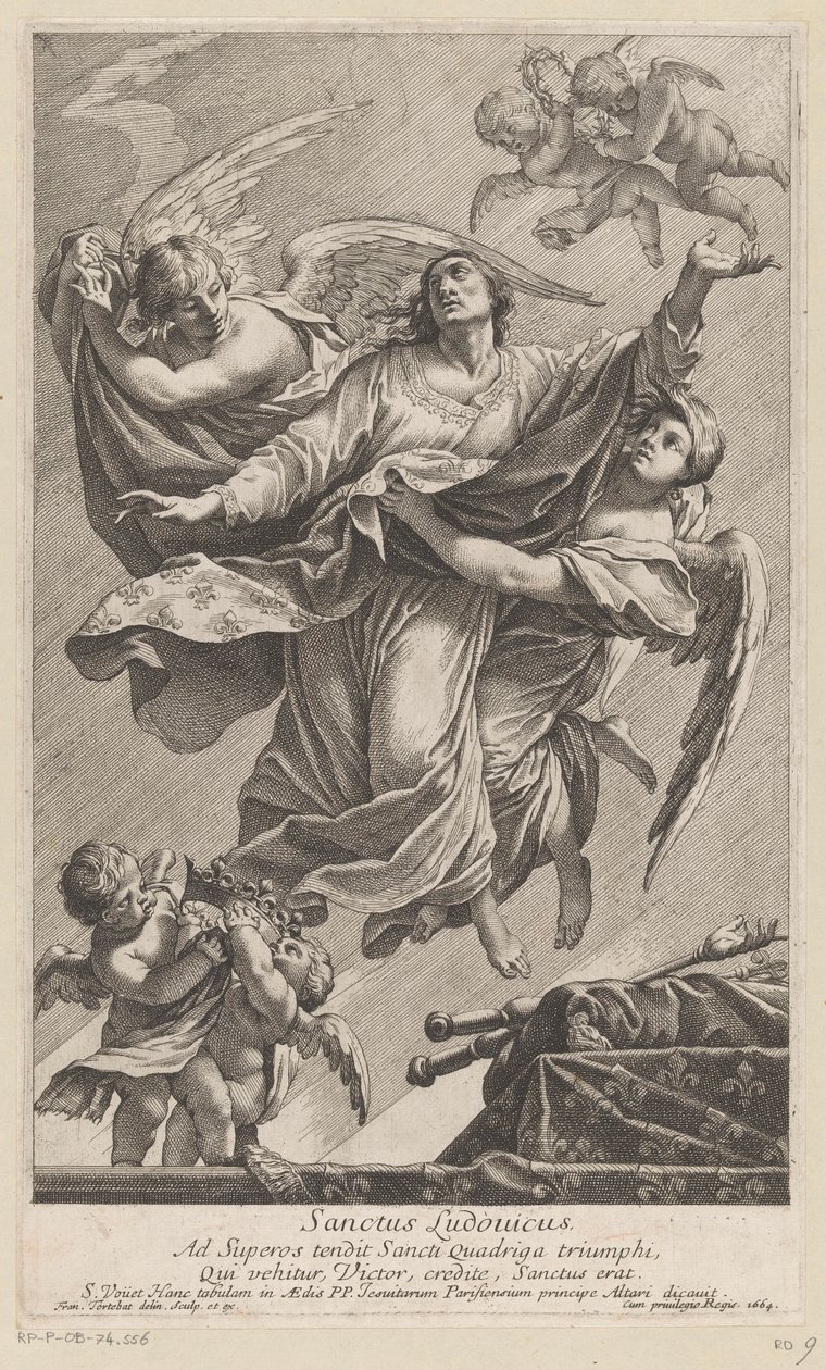Saint Louis IX porté au ciel par deux anges - François Tortebat