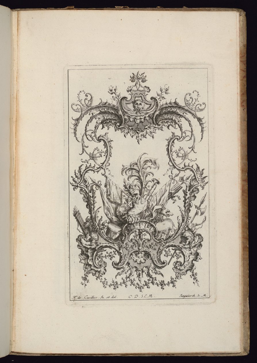 Cartouche avec trophée armorial, Livre d