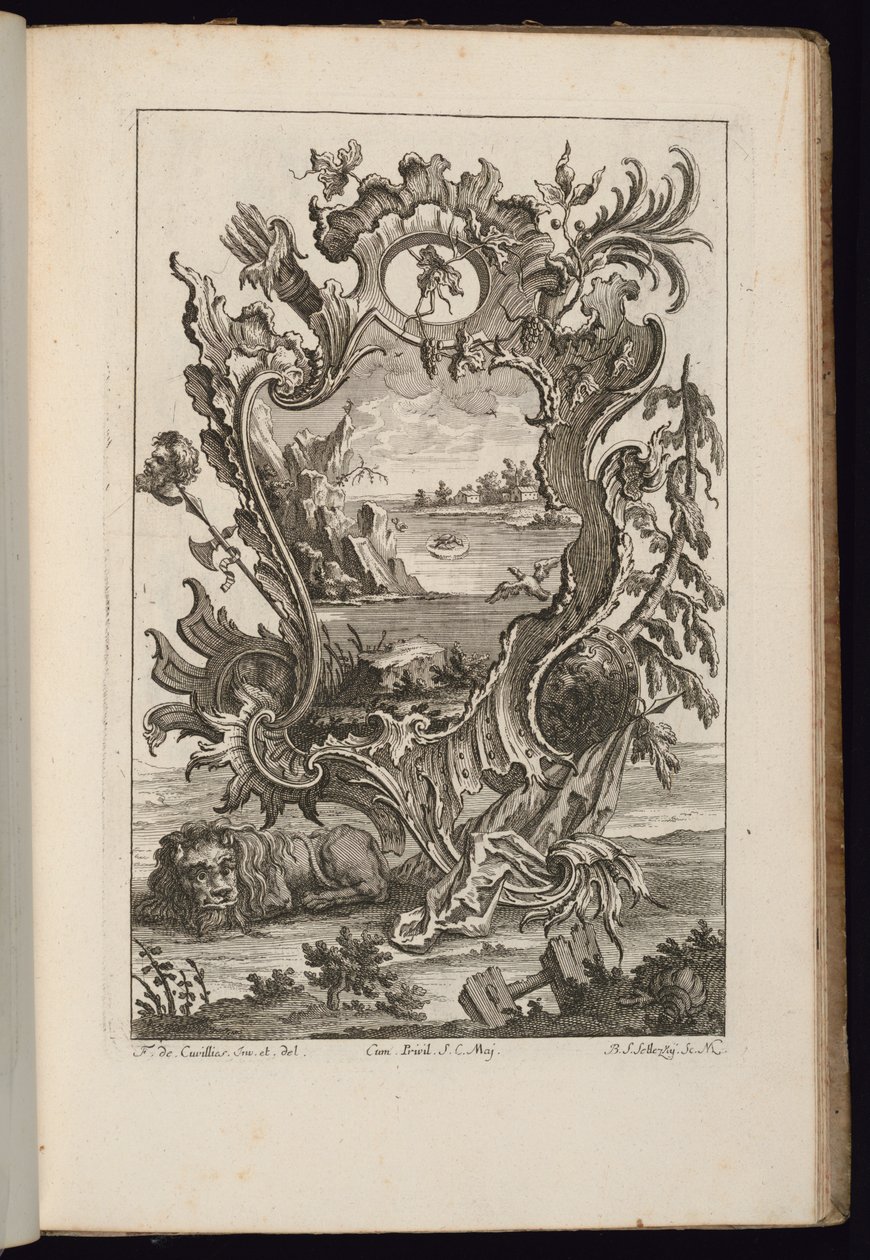 Cartouche avec Carquois et Lion, Livre de Cartouches Irréguliers - François de Cuvilliés the Elder