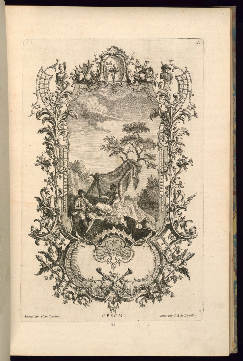 Design pour cartouche avec grands et petits compartiments - François de Cuvilliés the Elder