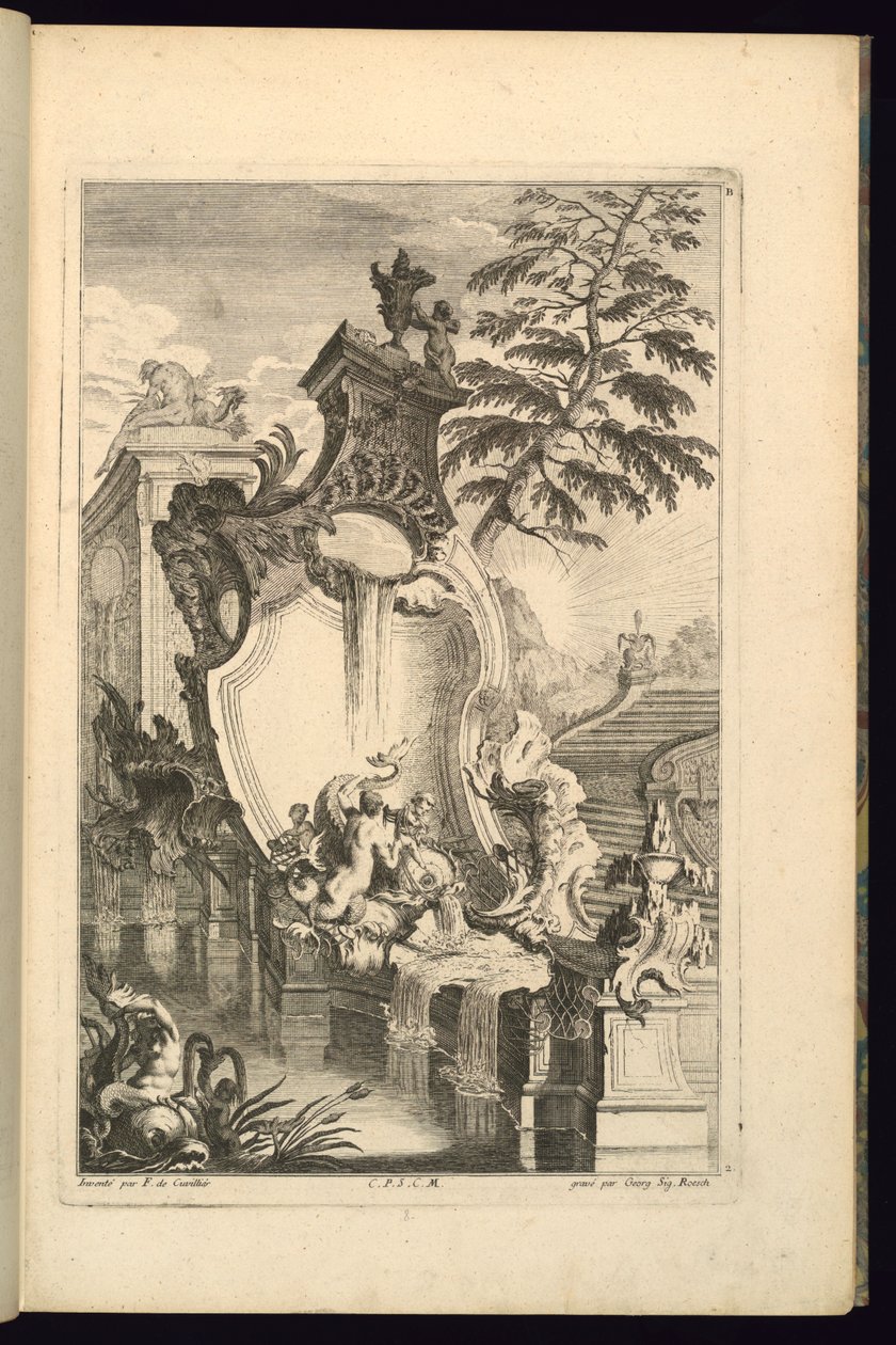 Conception pour une fontaine avec un putto chevauchant un dauphin - François de Cuvilliés the Elder