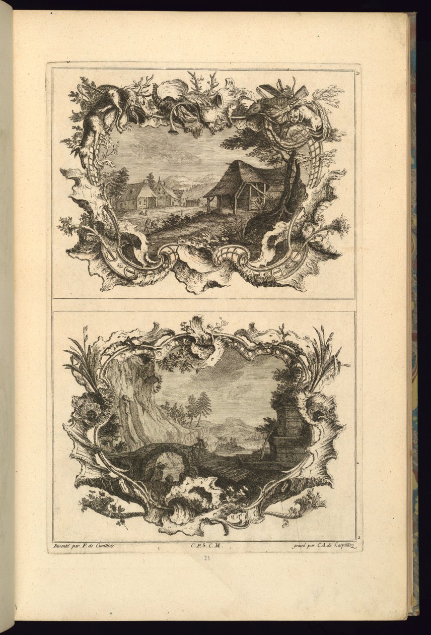 Conception pour deux cartouches - François de Cuvilliés the Elder
