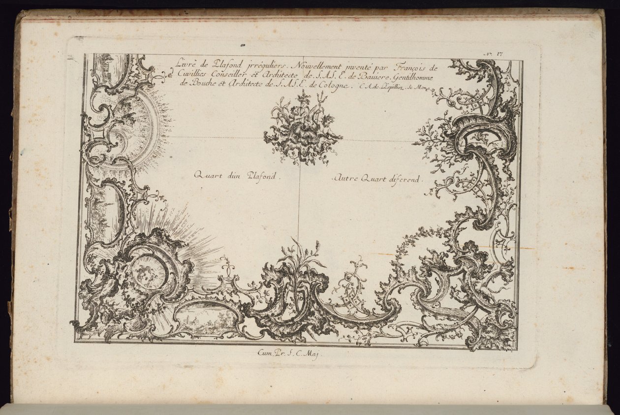 Deux quarts de plafond, Nouveau Livre de Plafonds Irréguliers - François de Cuvilliés the Elder