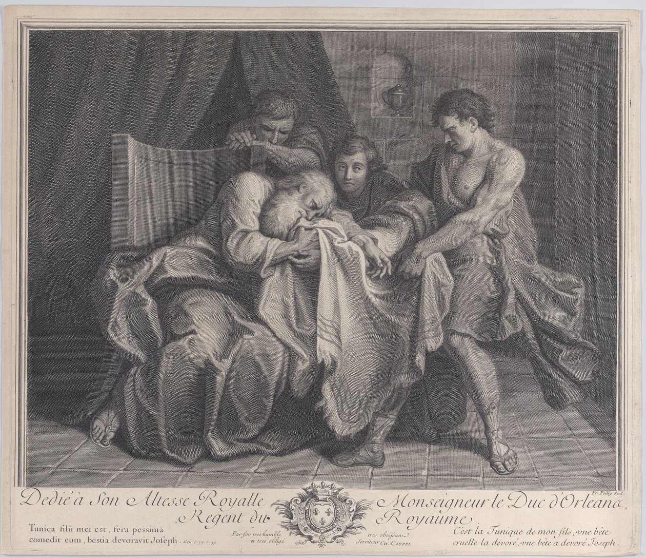 Jacob pleurant sur la robe de son fils tandis que ses autres fils la lui arrachent - François de Poilly