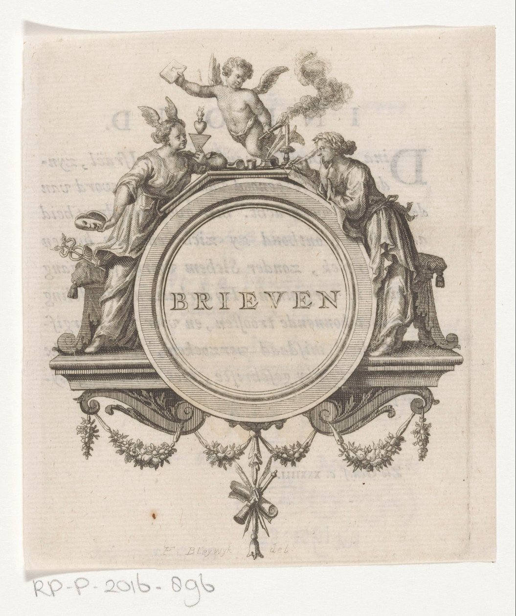 Figure allégorique et femme écrivant - François van Bleyswijck