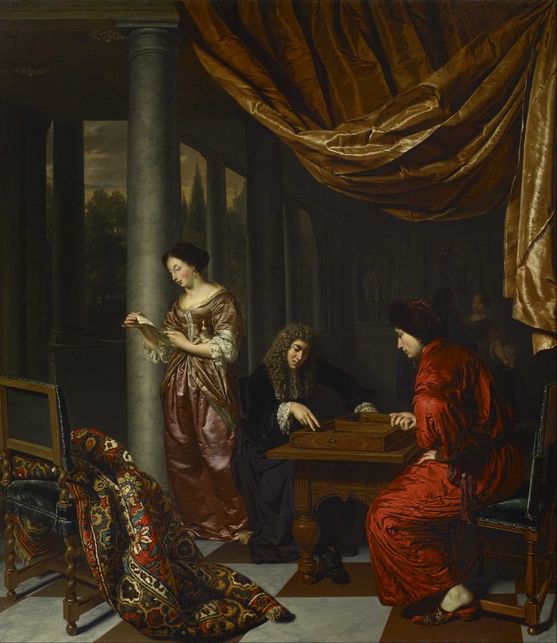 Intérieur avec des personnages jouant au tric-trac - Frans van Mieris