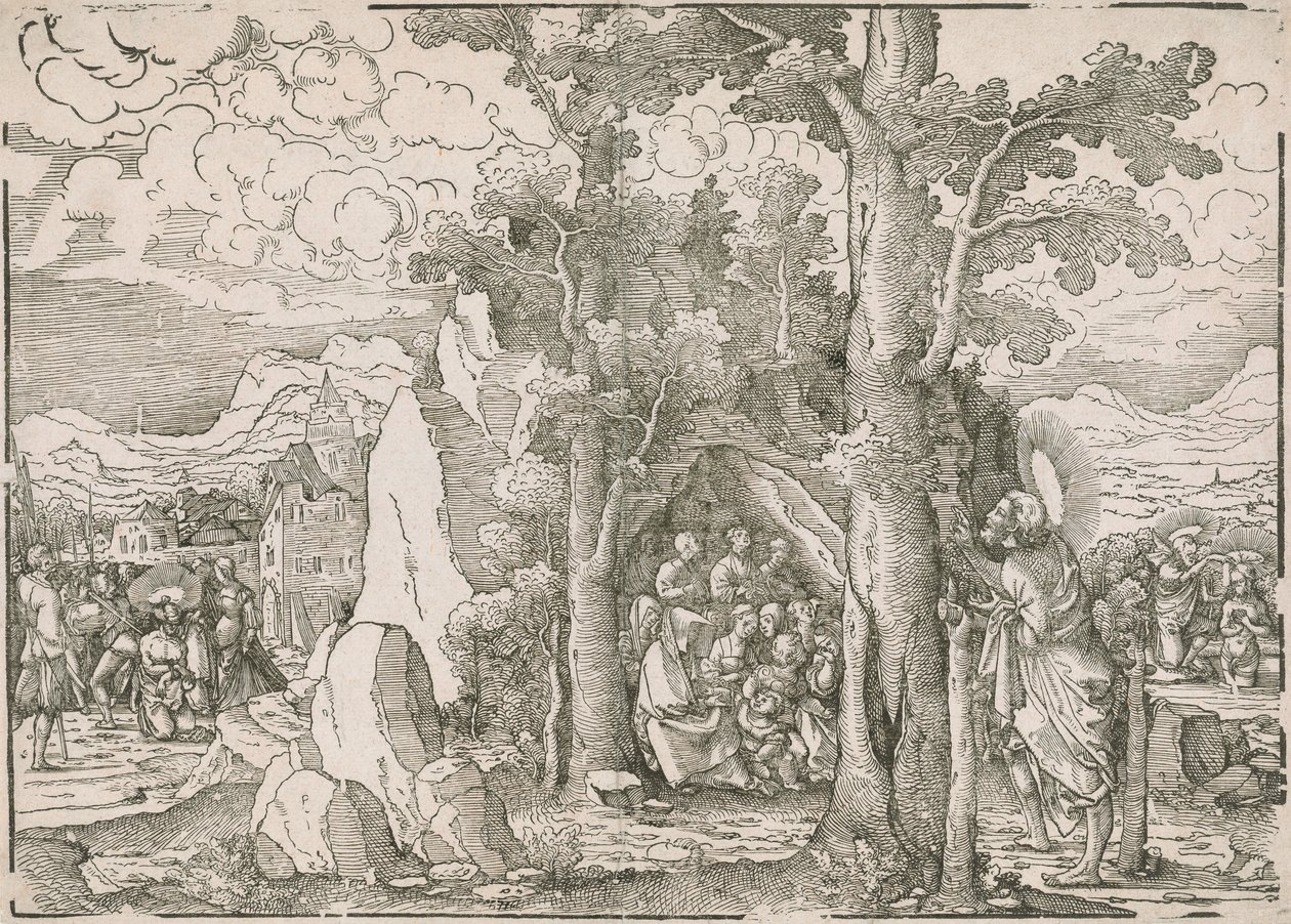 Paysage avec scènes de la vie de Saint Jean-Baptiste - Frans Crabbe van Espleghem