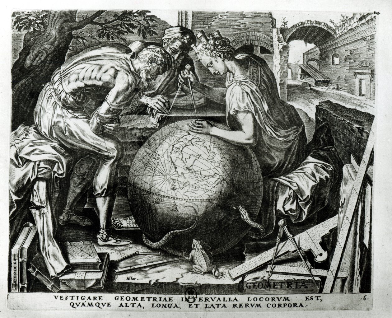 Géométrie, gravée par Hieronymus Cock - Frans Floris