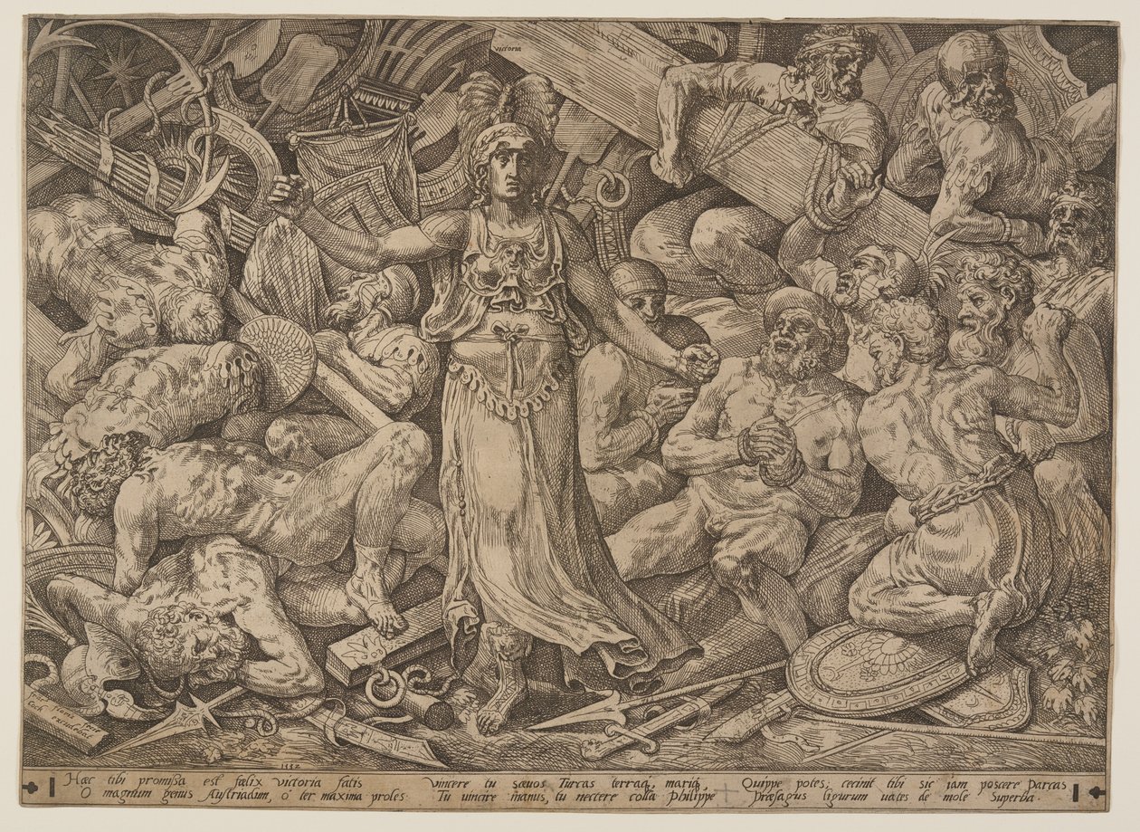 Victoria entourée de prisonniers et de trophées de guerre - Frans Floris I