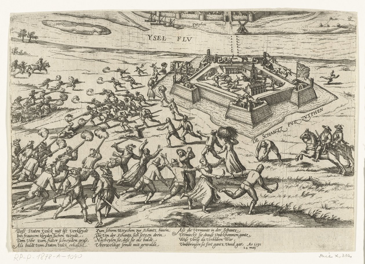 Prise du fort près de Zutphen, 1591 (Serie 10: Nederlandse en Buitenlandse Gebeurtenissen, 1587-1612) - Frans Hogenberg (workshop of)