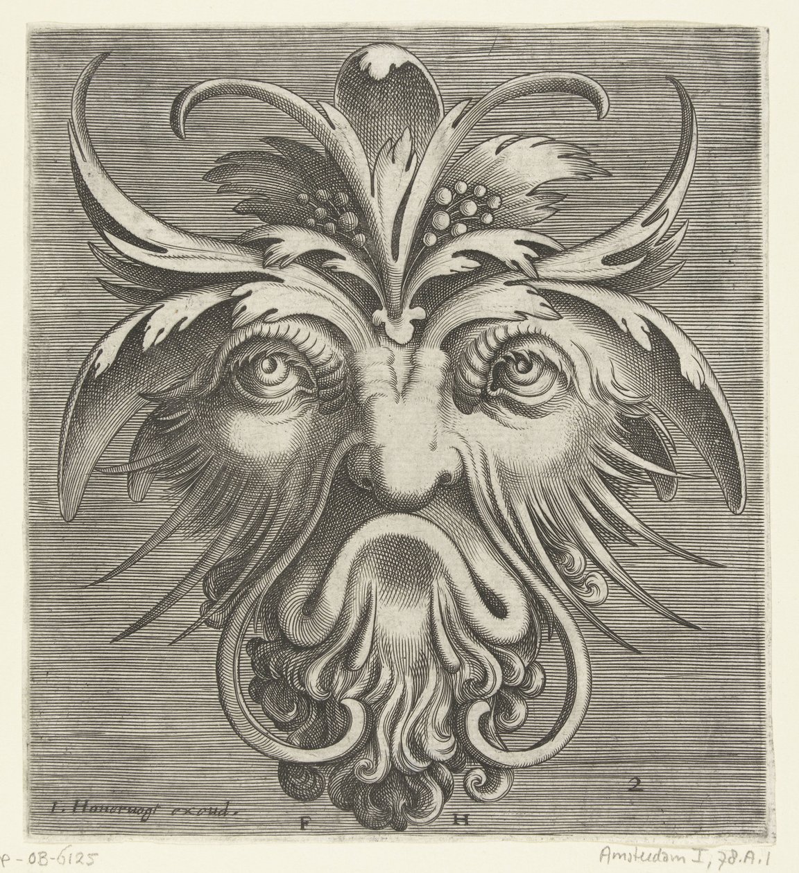 Masque avec une barbe bouclée (Pourtraicture ingenieuse de plusieurs facons de masques) - Frans Huys