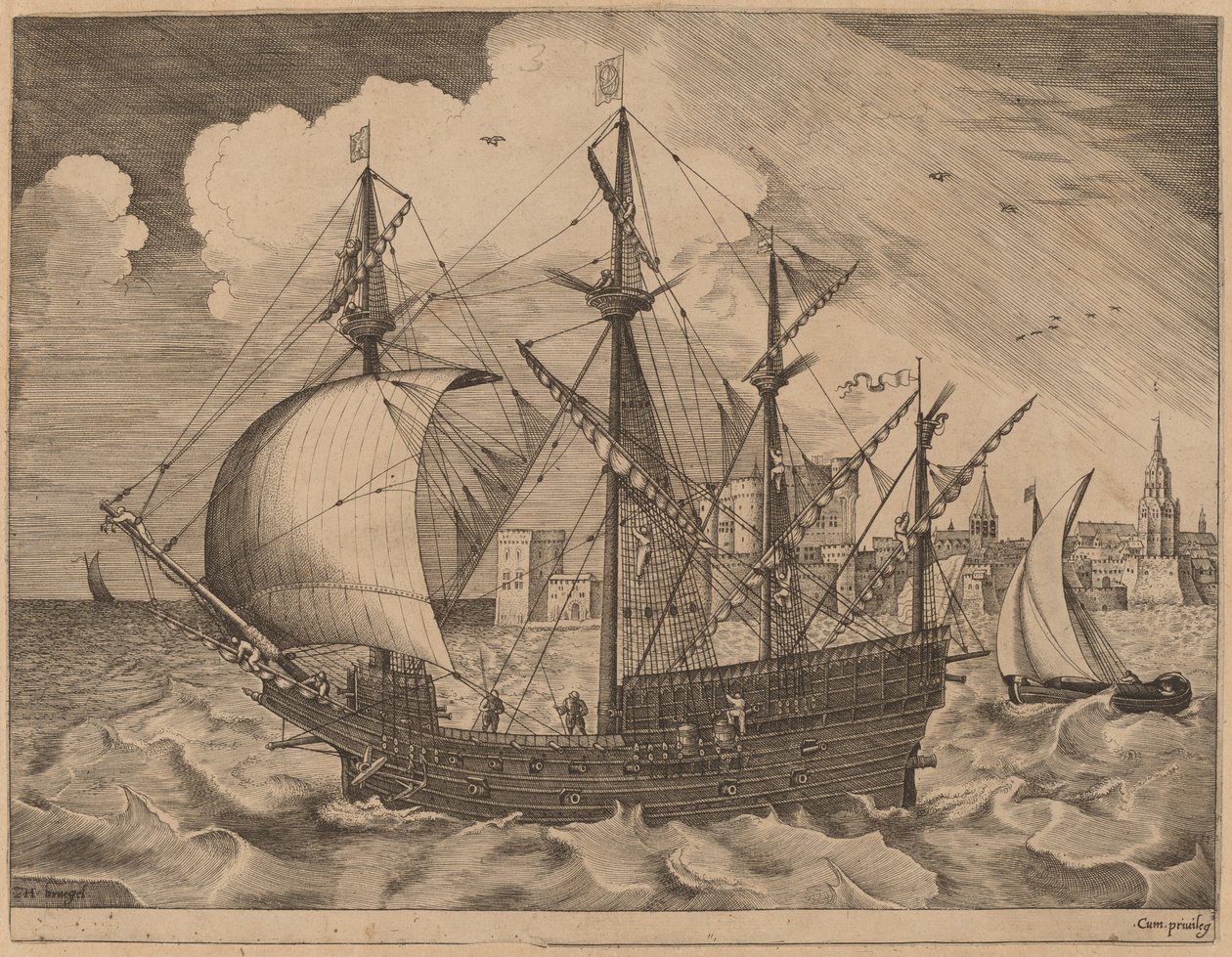 Quatre-mâts armé mettant à la mer - Frans Huys after Pieter Bruegel the Elder