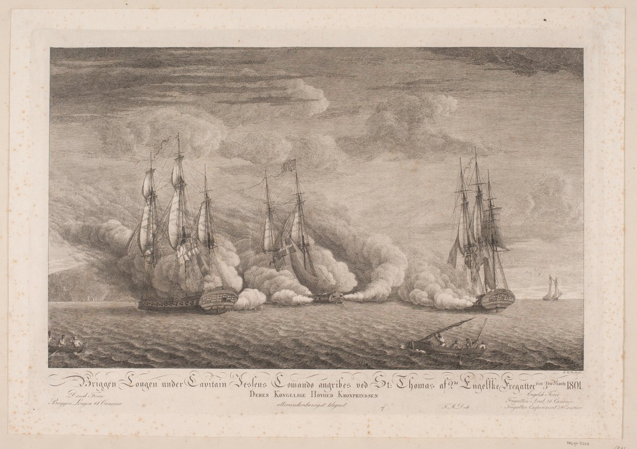 La brigantine Lougen attaquée près de St. Thomas, 3 mars 1801 - Frans Martin Dodt