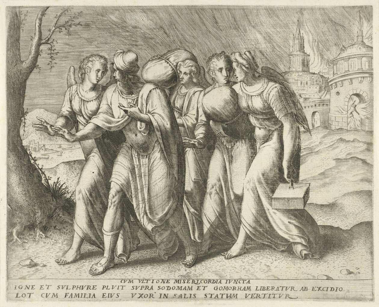 Lot quittant Sodome (Cum ultione misericordia juncta, Histoire de Lot) - Frans Menton
