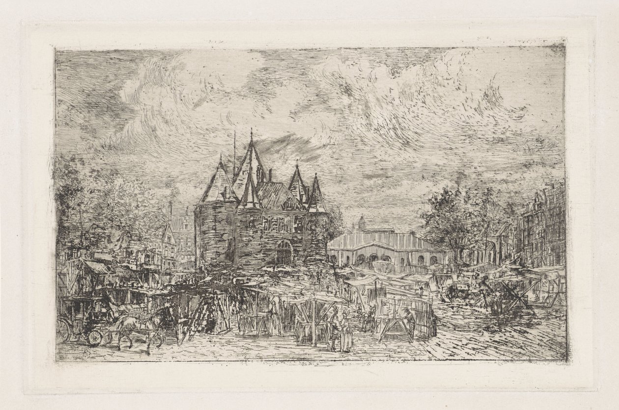 Vue du Nieuwmarkt, Amsterdam - Frans Schikkinger