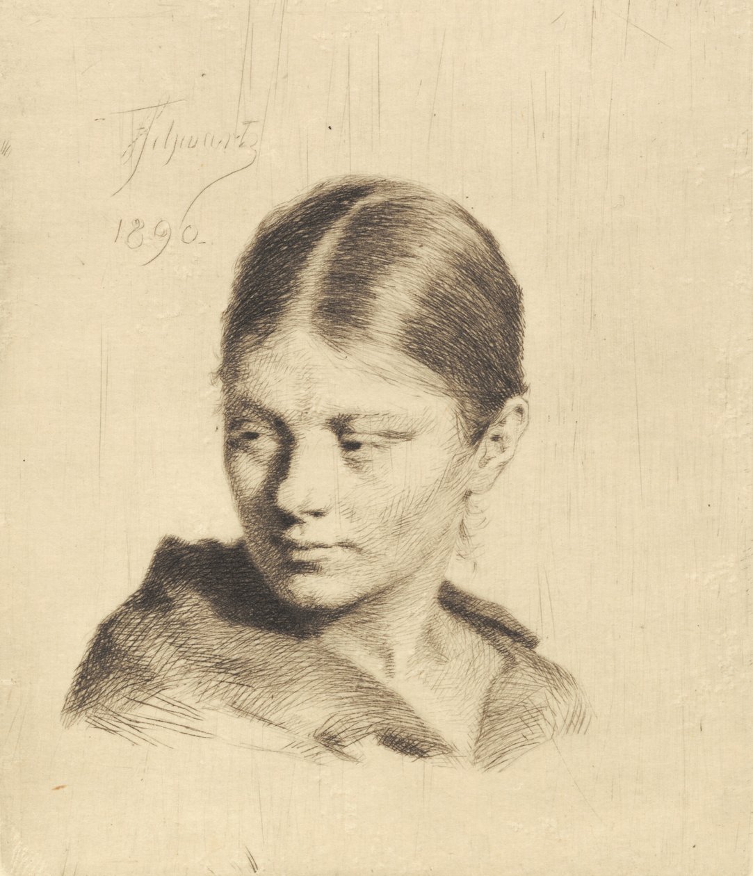 Jeune fille regardant de côté - Frans Schwartz