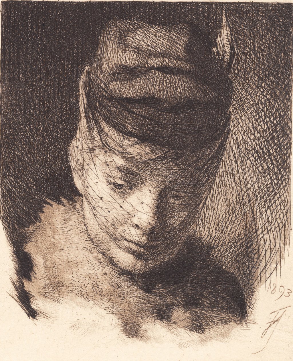 Jeune Fille avec Bonnet et Voile - Frans Schwartz