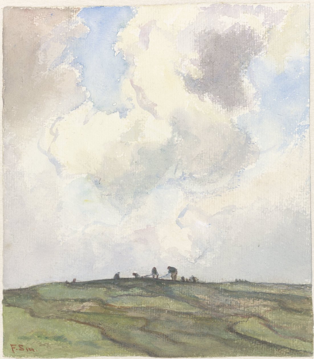 Réparation de filets sur une pelouse derrière les dunes - Frans Alexander Evert Lodewijk Smissaert