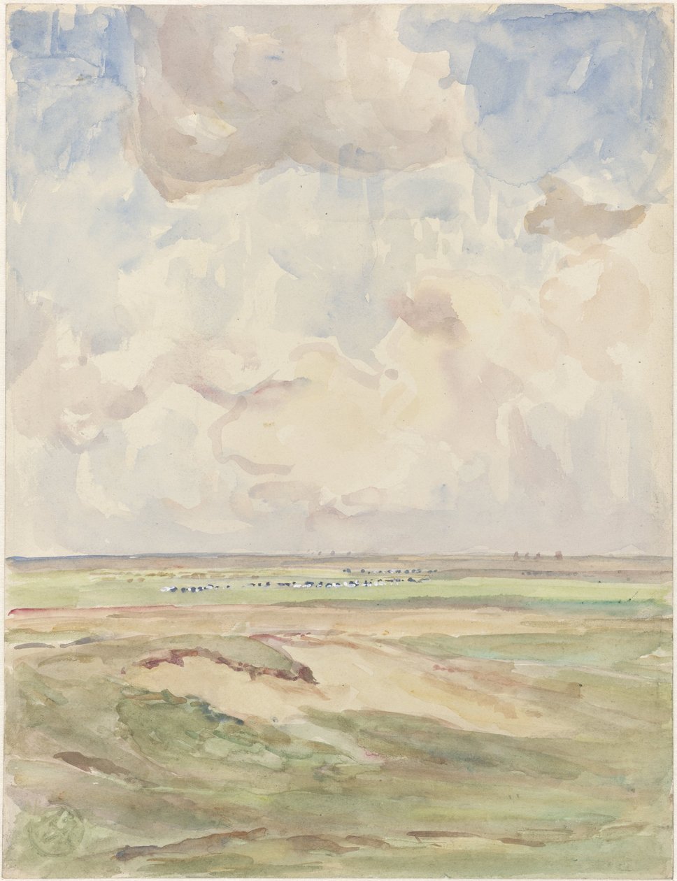 Paysage avec troupeaux dans un champ - Frans Alexander Evert Lodewijk Smissaert