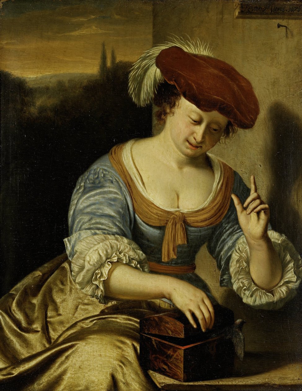Oiseau échappé : Allégorie de la chasteté - Frans van Mieris (I)
