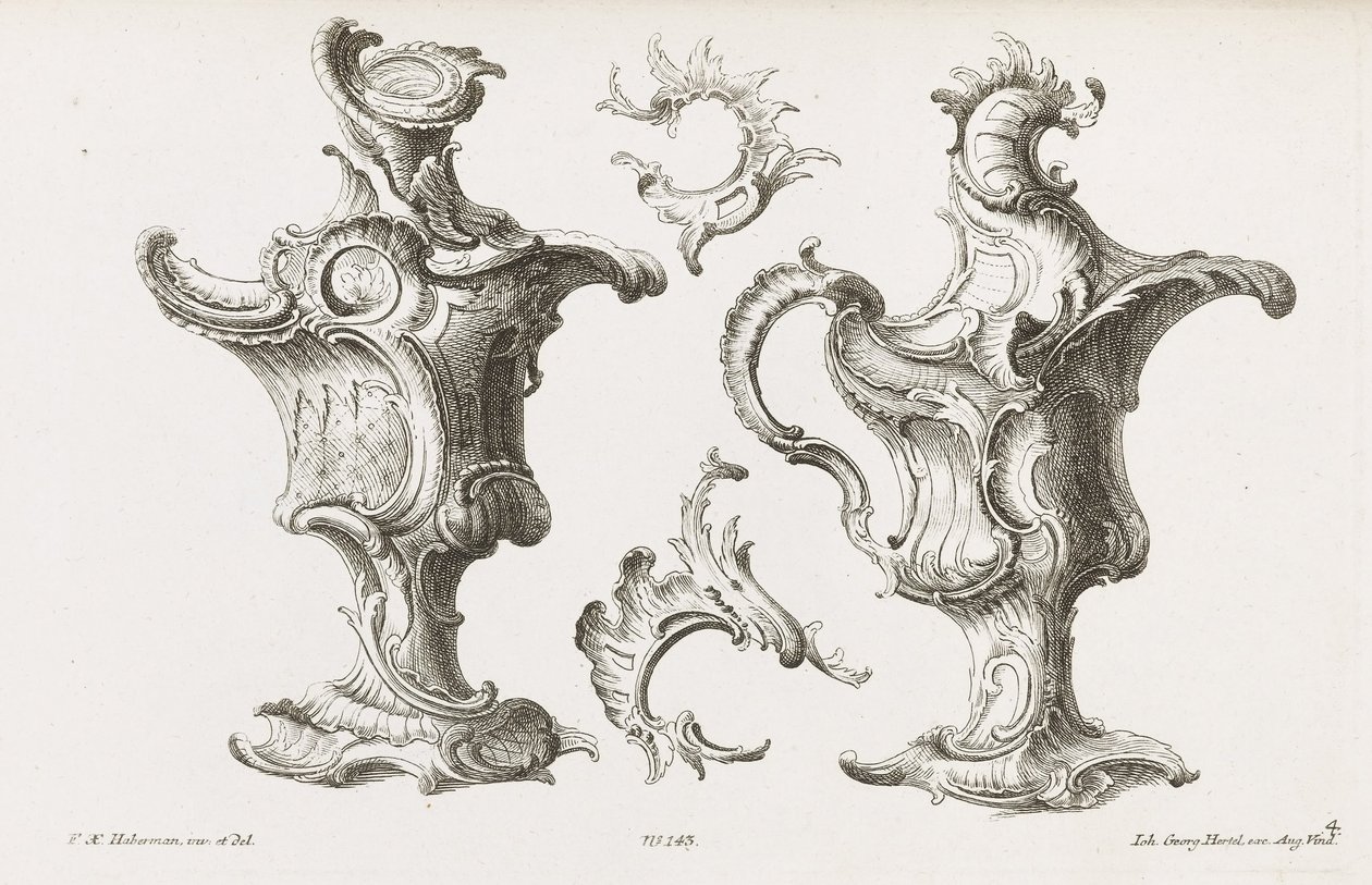 Deux dessins pour des ornements en forme de cruche - Franz Xaver Habermann