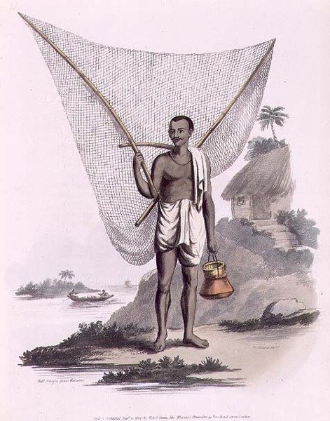 Un pêcheur indien, gravé par Thomas Vivares, publié par Edward Orme - Franz Balthazar (after) Solvyns