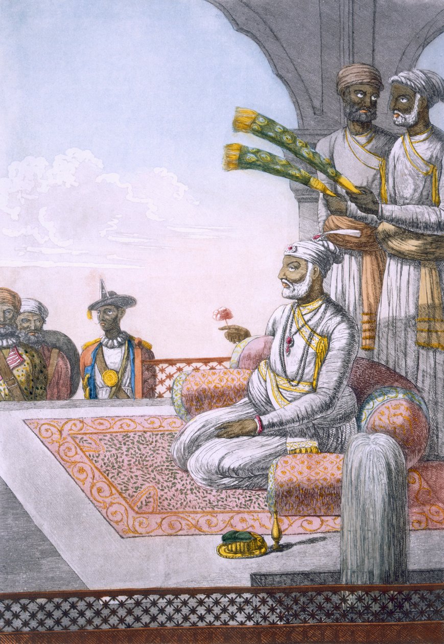 Un rajah avec des assistants, publié 1808-12 - Franz Balthazar Solvyns