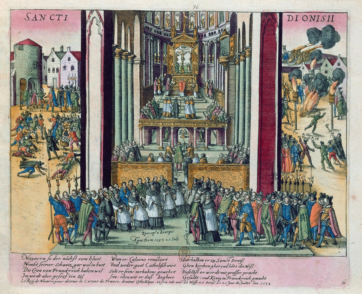 Abjuration de Henri IV et conversion au catholicisme à Saint-Denis le 15 juillet 1593 - Franz Hogenberg
