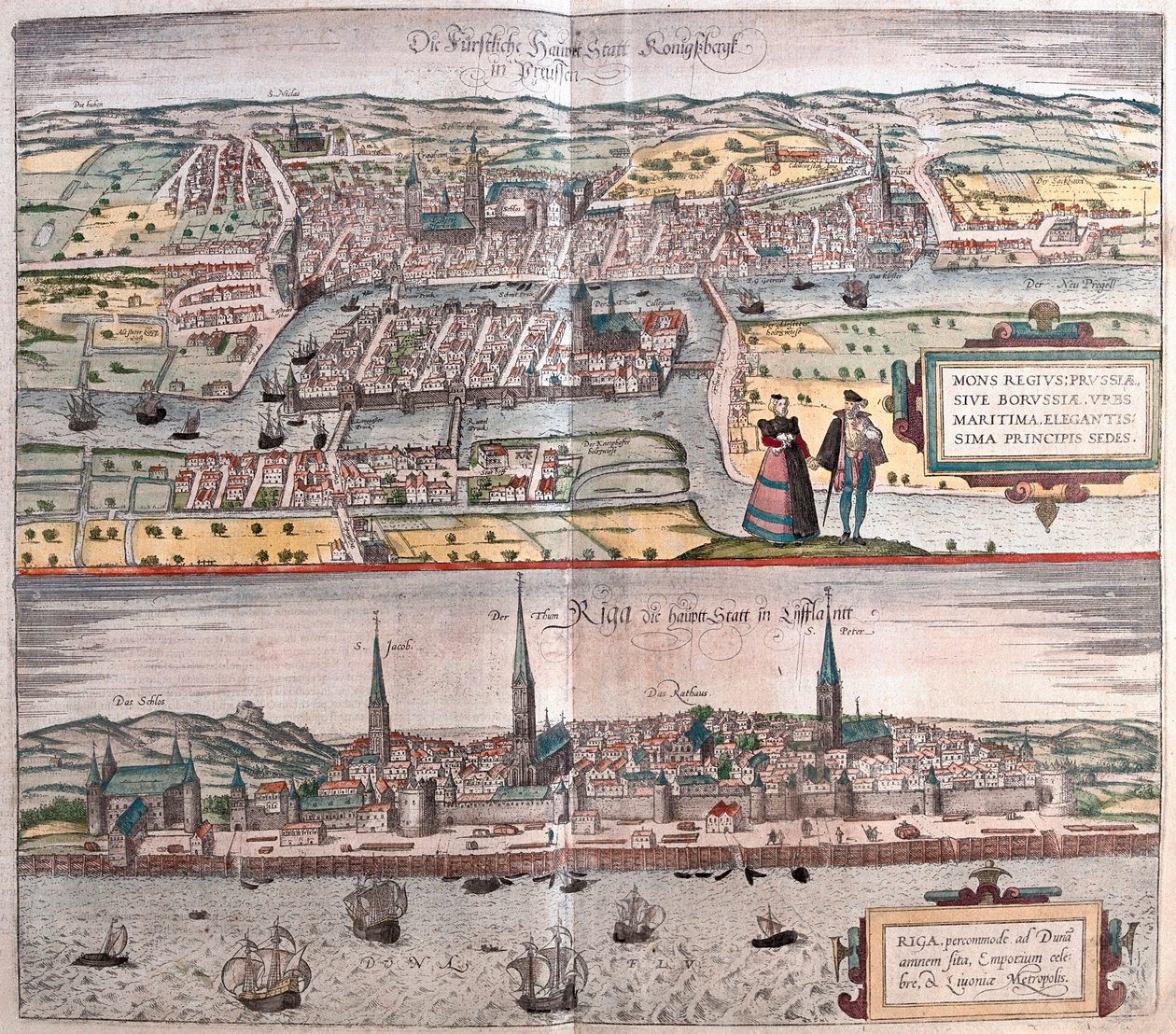 Kaliningrad, Russie - Riga, Lettonie (gravure) - Franz Hogenberg