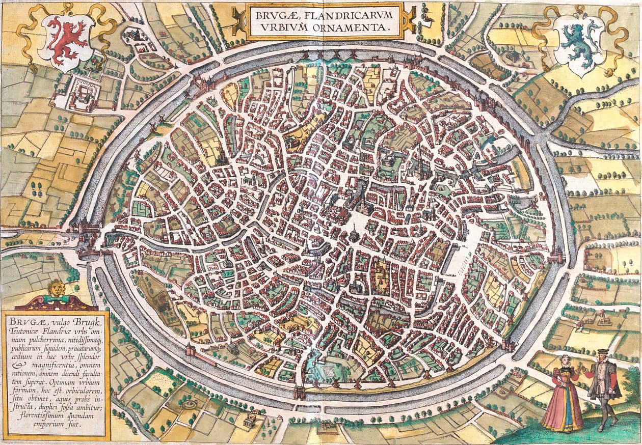 Carte de Bruges, Belgique - Franz Hogenberg
