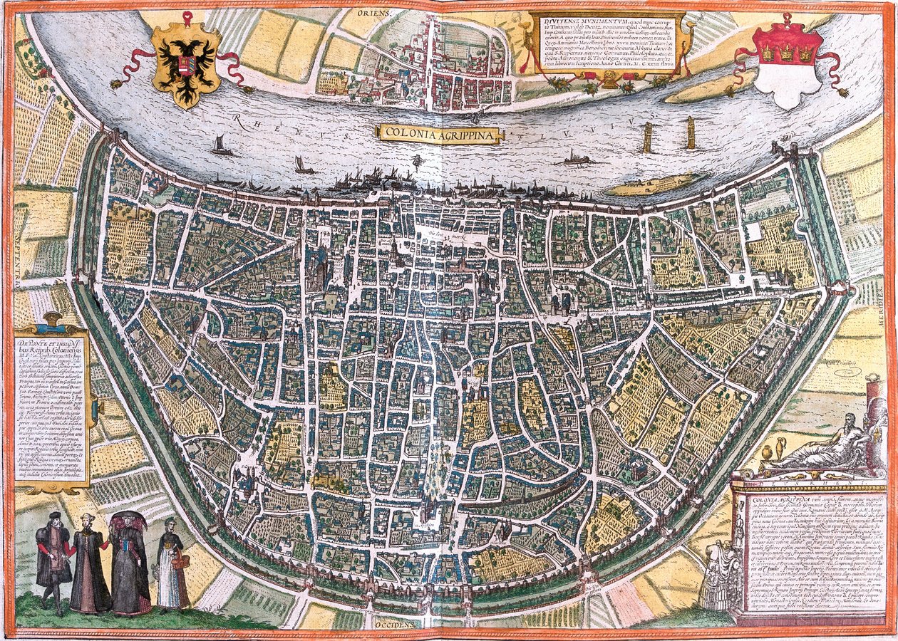 Plan de Cologne (Colonia Agrippa), Allemagne - Franz Hogenberg