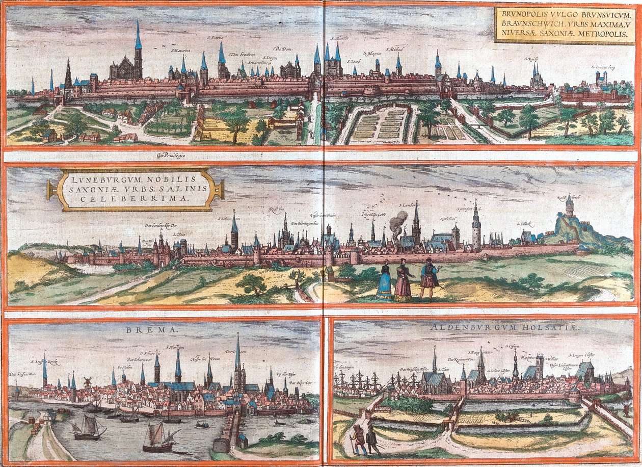 Vues de Brunswick, Lunebourg, Brême et Oldenbourg, Allemagne - Franz Hogenberg