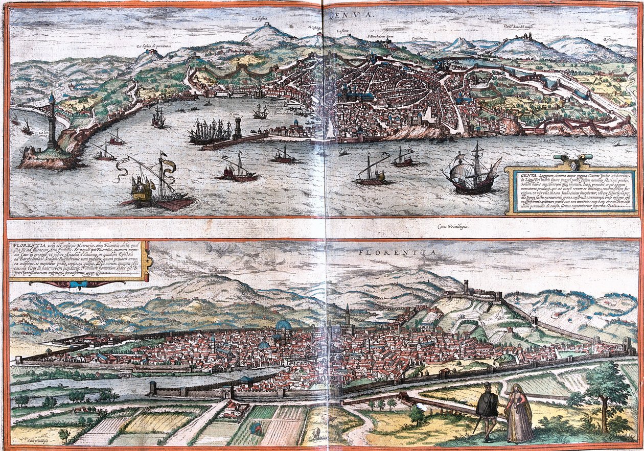 Vues de Gênes (Genua) et Florence (Florentia), Italie - Franz Hogenberg
