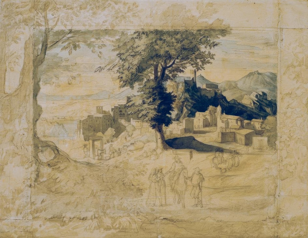 Paysage italien avec figures de staffage - Franz Horny