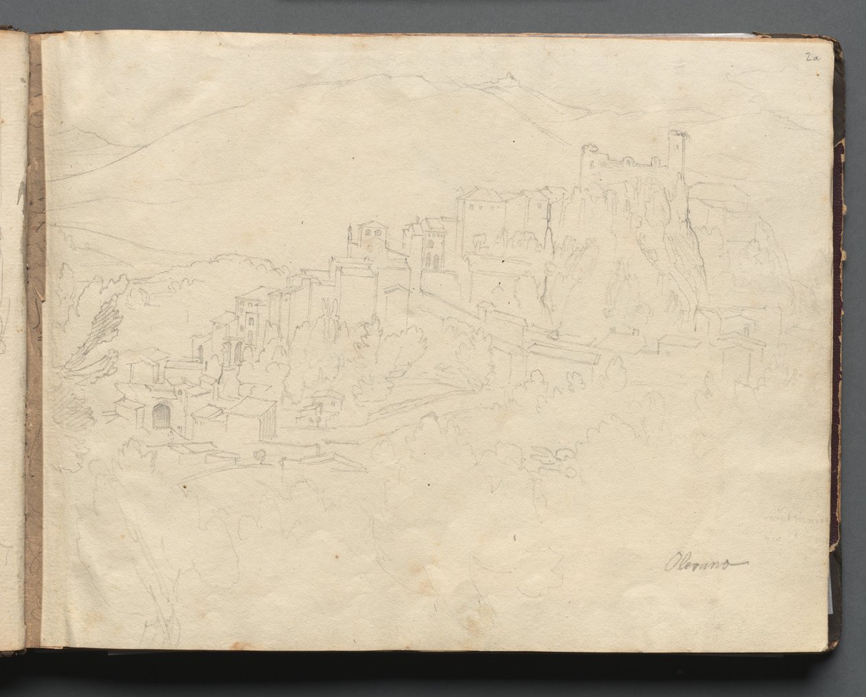 Album de vues de Rome et de ses environs, études de paysages, page 02a : "Olevano" - Franz Johann Heinrich Nadorp