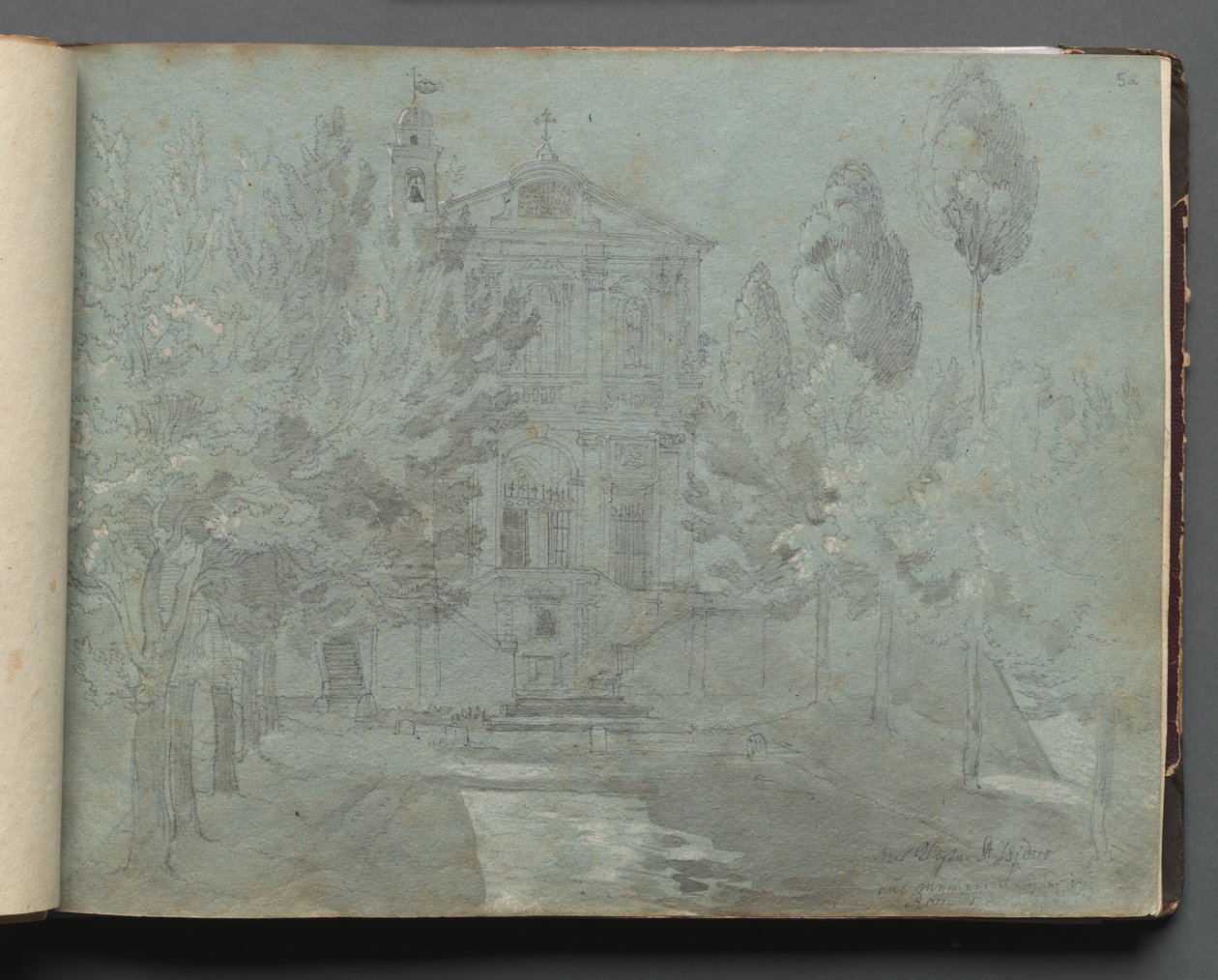 Album avec des vues de Rome et des environs, études de paysage, page 05a : "Saint Isidoro" - Franz Johann Heinrich Nadorp