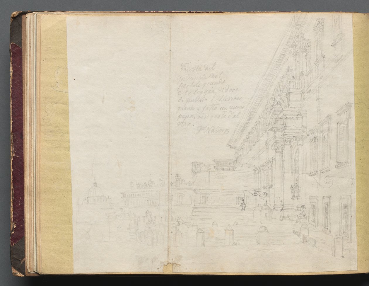 Album avec vues de Rome et des environs, études de paysages, page 15b : Vue architecturale romaine - Franz Johann Heinrich Nadorp
