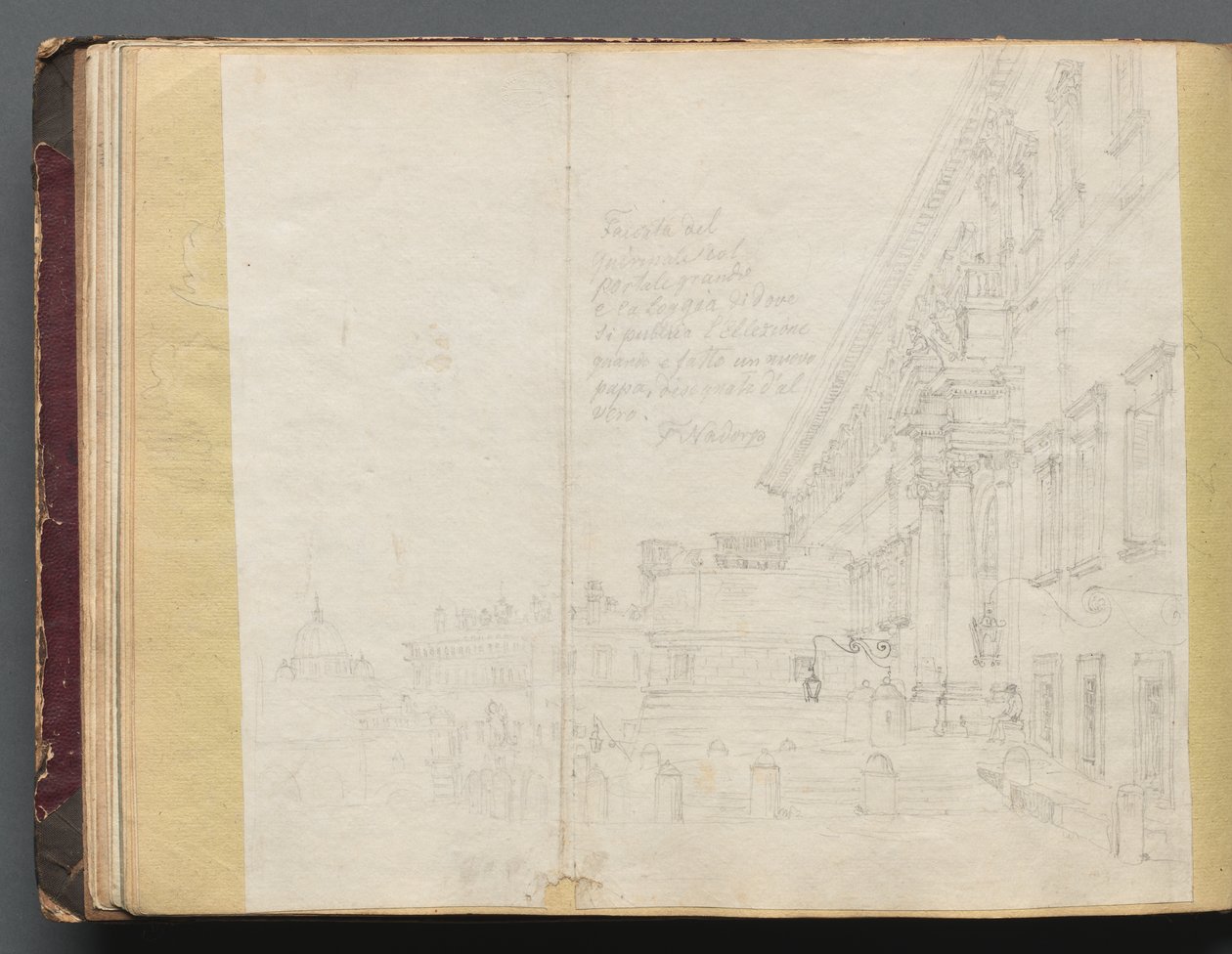 Album avec des vues de Rome et des environs, études de paysage, page 15b : Vue architecturale romaine - Franz Johann Heinrich Nadorp